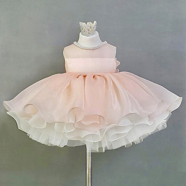 氣質款粉色歐根紗蝴蝶結蓬蓬裙/花童/公主裙/禮服