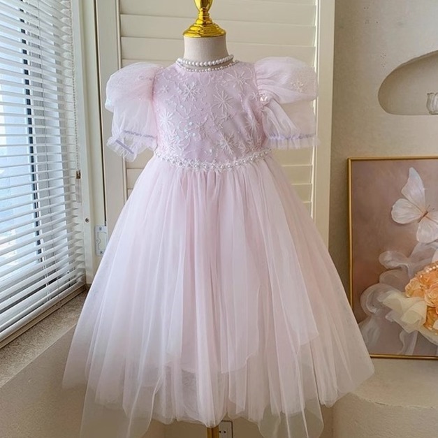 夏裝韓版冰雪奇緣公主披風網紗公主裙/連衣裙(粉色)