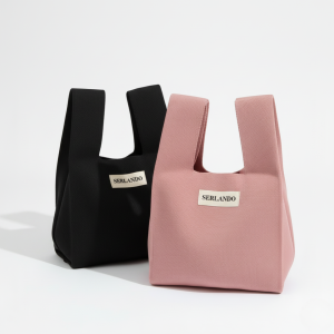 SERLANDO詩蘭朵｜品牌針織背心袋（黑｜粉）