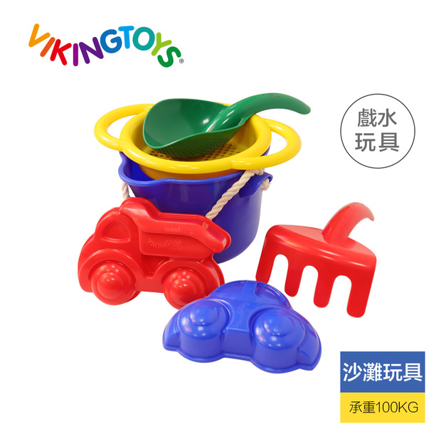 Viking toys 夏日沙灘玩沙工具5件組-可愛車車
