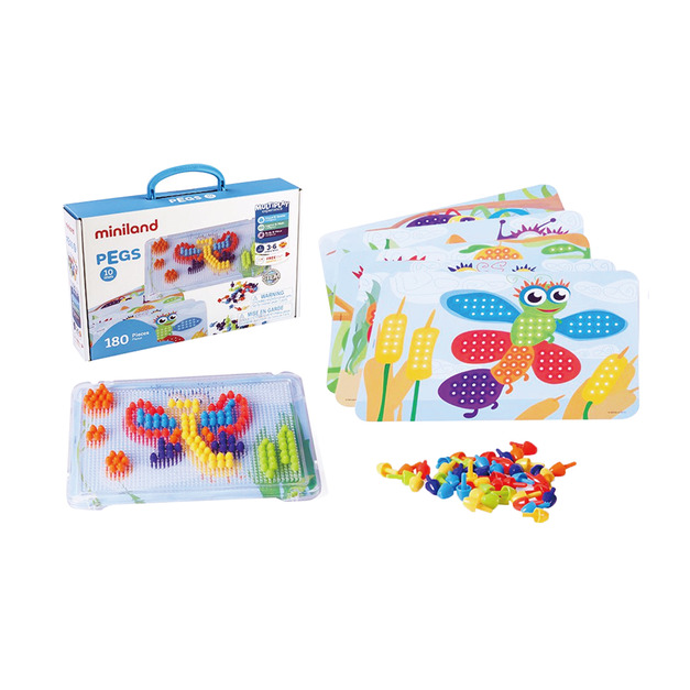 【西班牙miniland】1CM小拼豆幼童180顆學習組-附透明板/圖卡