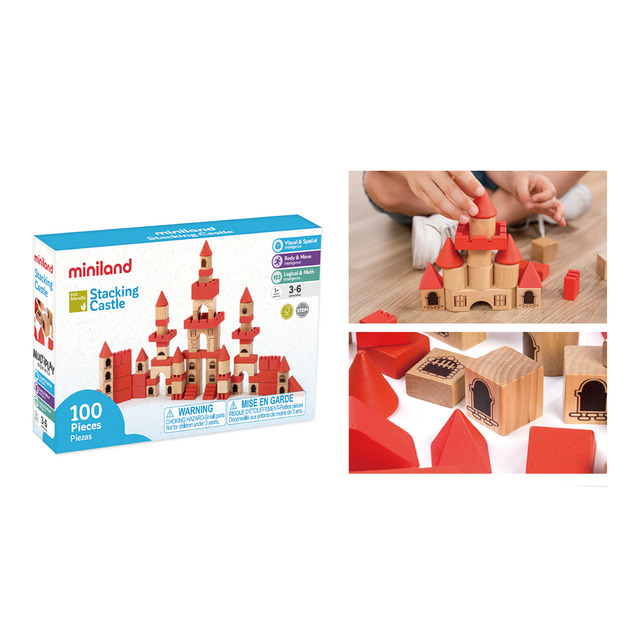 【西班牙miniland】ECO木製城堡積木100入