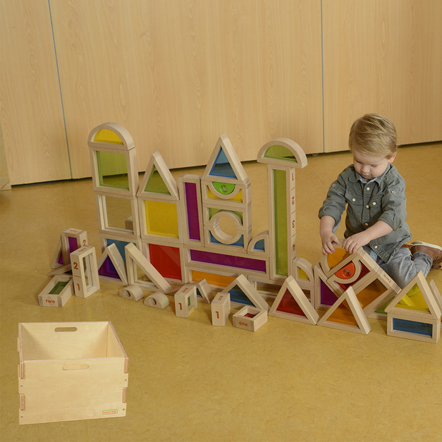 巨型彩色透視及鏡面積木58件套裝(含收納箱+教案)