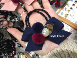 正韓彩球葉子蝴蝶結髮束