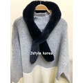 韓國優雅細條瀨兔毛交叉圍巾_4