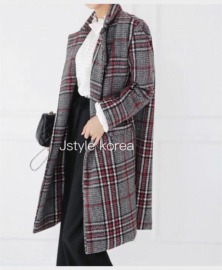 復古大格紋60%羊毛大衣