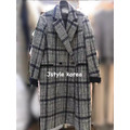 正韓大人氣格紋長版毛呢大衣_1