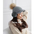預購A韓國毛球可拆針織耳罩毛帽_3