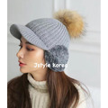 預購A韓國毛球可拆針織耳罩毛帽
