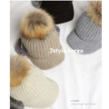 預購A韓國毛球可拆針織耳罩毛帽_1