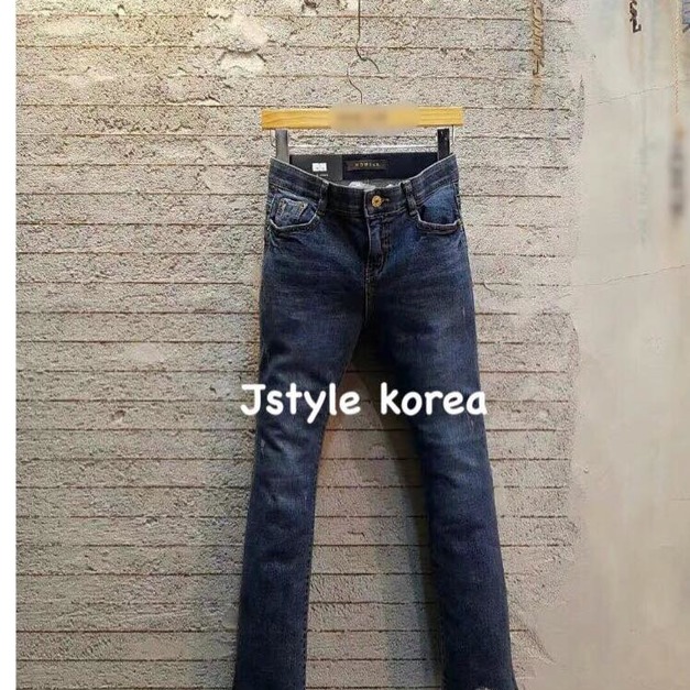 預購A復古倒V破損靴型磨毛丹寧褲