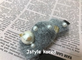 預購A兔毛珍珠蝴蝶髮夾