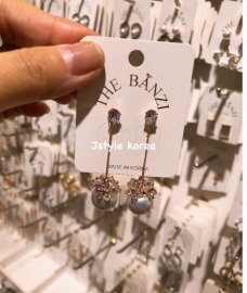 預購A優雅單鑽花邊珍珠耳環