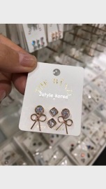 預購A蝴蝶結單鑽六顆耳環/小花幸運草混搭耳環