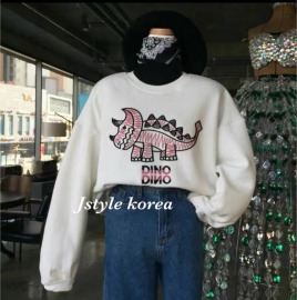 預購A恐龍刺繡刷毛大學T