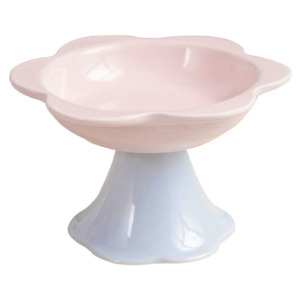 六瓣花朵造型陶瓷寵物碗(多色可選)