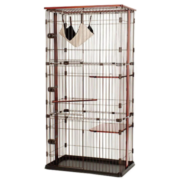 日系木質貓籠-四層黑胡桃色(不含吊床)