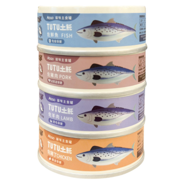 Abao 阿寶 貓主食TUTU土魠罐80g-隨機綜合口味 24入/箱