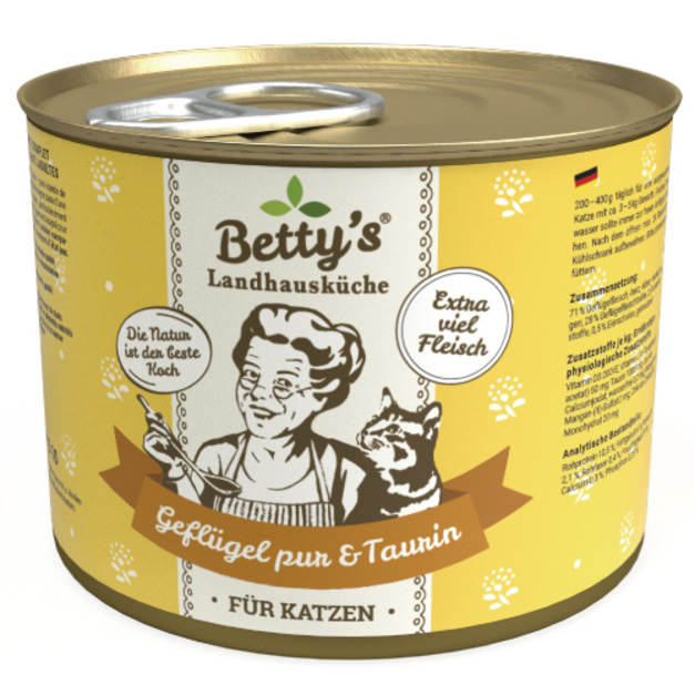 德國 Betty’s 蓓蒂奶奶 貓咪無穀主食罐-家禽肉(單一肉源) 200g