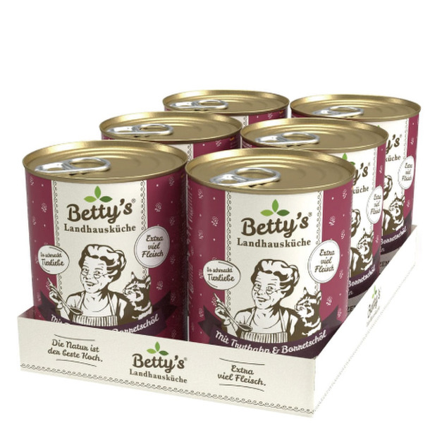 Betty&rsquo;s 蓓蒂奶奶 貓咪無穀主食罐-雞肉+火雞肉 400gx6入