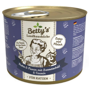 德國 Betty’s 蓓蒂奶奶 貓咪無穀主食罐-雞肉+野雞+琉璃苣籽油 200g