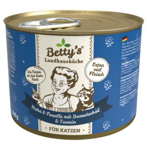 德國 Betty’s 蓓蒂奶奶 貓咪無穀主食罐-雞肉+鱒魚+琉璃苣油 200g