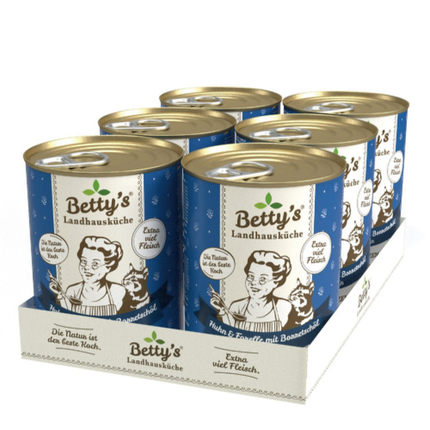 Betty&rsquo;s 蓓蒂奶奶 貓咪無穀主食罐-雞肉+鱒魚 400gx6入