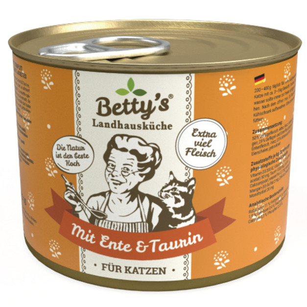 德國 Betty’s 蓓蒂奶奶 貓咪無穀主食罐-鴨肉(單一肉源) 200g