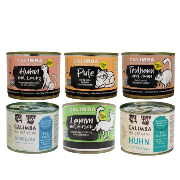 德國 CALIMBA 凱琳 無穀低敏主食貓罐200g-隨機口味12罐/箱