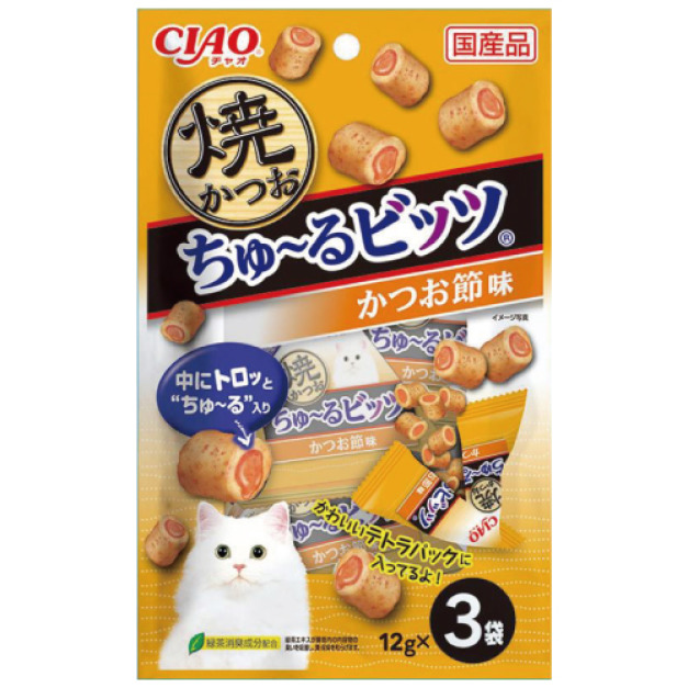 CIAO 燒鰹魚捲心肉泥-柴魚片 12gx3入