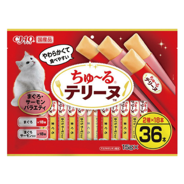 CIAO 啾嚕肉泥綿綿系列-鮪魚、鮪魚&鮭魚 15gx36入