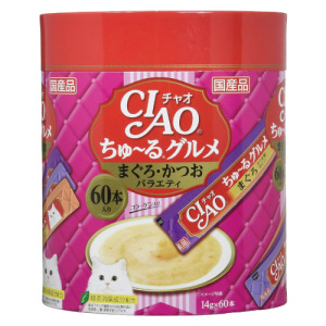 日本製 CIAO 啾嚕肉泥-鮪魚+鰹魚綜合三拼14gx60入