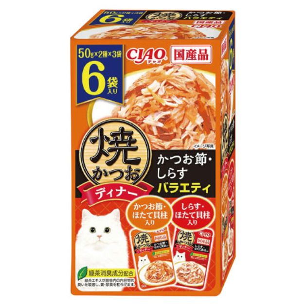 CIAO 鰹魚燒餐包6入組-鰹魚+柴魚片+干貝、鰹魚+吻仔魚+干貝 50gx6袋