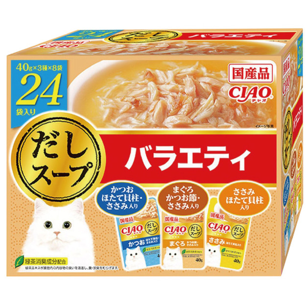 CIAO 巧餐包 鰹魚干貝柱雞胸肉、鮪魚柴魚片雞胸肉、雞胸肉干貝柱 40gx24袋/盒