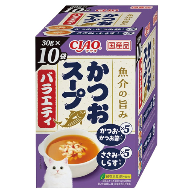 CIAO 雙拼鮮湯包-鰹魚+鰹魚節  雞肉+小魚  30gx10袋