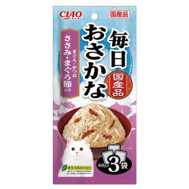 CIAO 每日鮮魚大餐包-鮪魚+鰹魚+雞肉+鮪魚片 60gx3入