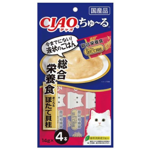 CIAO 啾嚕肉泥 綜合營養食 （鮪魚+扇貝）14g*4條