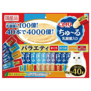 CIAO 乳酸菌綜合肉泥-鮪魚+鰹魚+雞柳+鮪魚海鮮 14gx40入