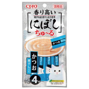 CIAO 啾嚕肉泥和風魚乾系列-鰹魚+魚乾高湯 14gx4入