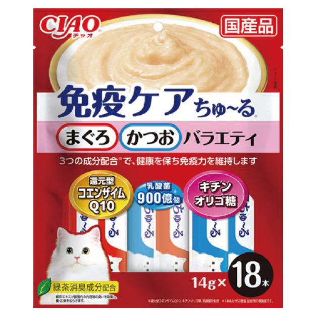 CIAO 膠原蛋白寡糖乳酸菌保健肉泥-鮪魚&鰹魚 14gx18入