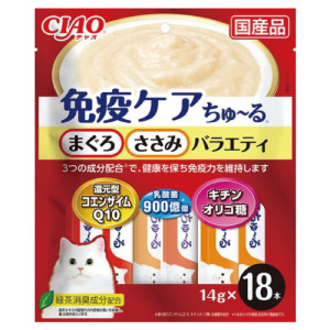 CIAO 膠原蛋白寡糖乳酸菌保健肉泥-鮪魚&雞肉 14gx18入