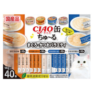 CIAO 啾嚕肉泥 CIAO罐頭 （鮪魚/鮪魚+銀魚/鰹魚+柴魚片/鰹魚+扇貝）14gx40條