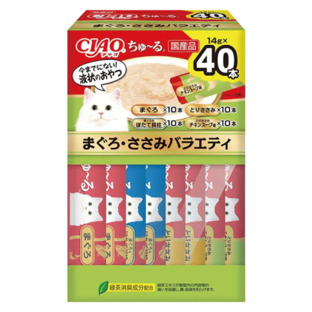 日本製 CIAO 啾嚕肉泥-鮪魚、干貝柱、雞胸肉、雞湯 14gx40入/盒