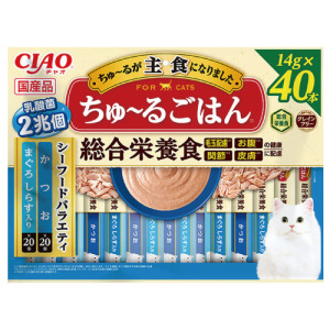 CIAO 主食乳酸菌綜合營養肉泥-鰹魚+鮪魚+銀魚 14gx40入