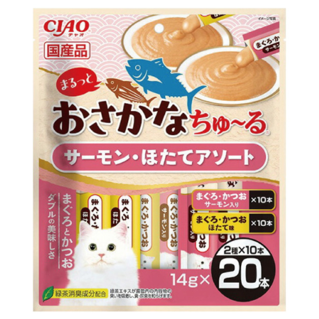 CIAO 全魚什錦肉泥-鮭魚&扇貝 14gx20入