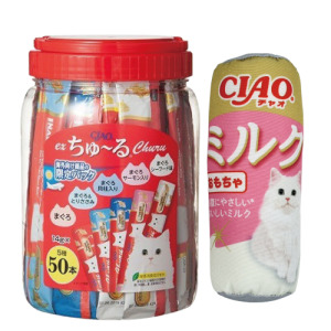 泰國製 CIAO 啾嚕肉泥桶（鮪魚綜合海陸）14gx50條