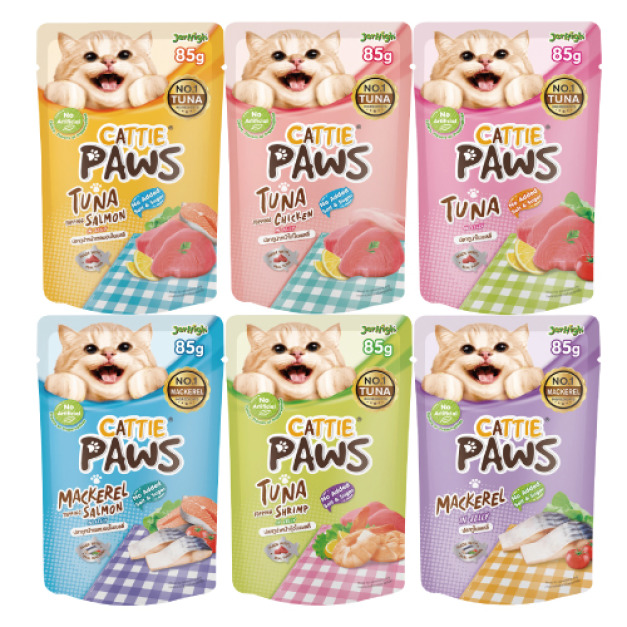 Cattie Paws 小P 抓抓貓餐包 85g-隨機口味12包/盒