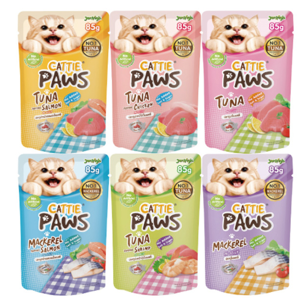 Cattie Paws 小P 抓抓貓餐包 85g-隨機口味12包/盒