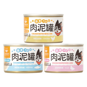 汪喵星球 益菌PRO+綿密肉泥主食罐165g-隨機口味 12罐/箱