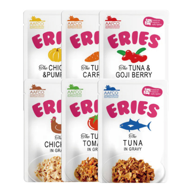 Eries 伊瑞思 好肚肚益生元貓主食餐包80g-隨機口味12包/盒